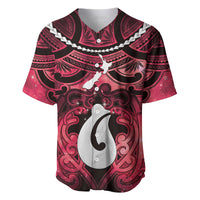 Personalised Maori Matariki Hei Matau Whero Baseball Jersey Maori Kowhaiwhai Pattern Galaxy LT01 Red - Polynesian Pride
