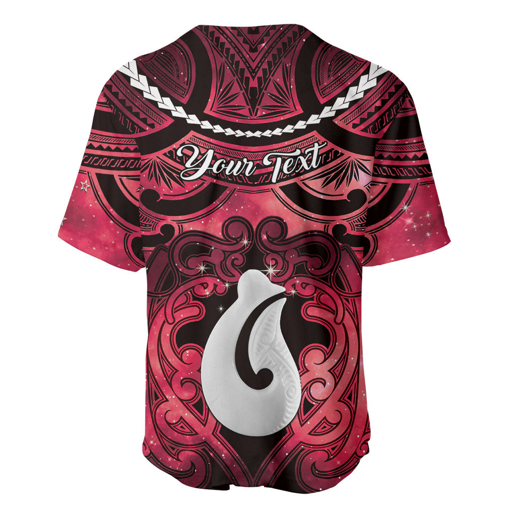 Personalised Maori Matariki Hei Matau Whero Baseball Jersey Maori Kowhaiwhai Pattern Galaxy LT01 - Polynesian Pride