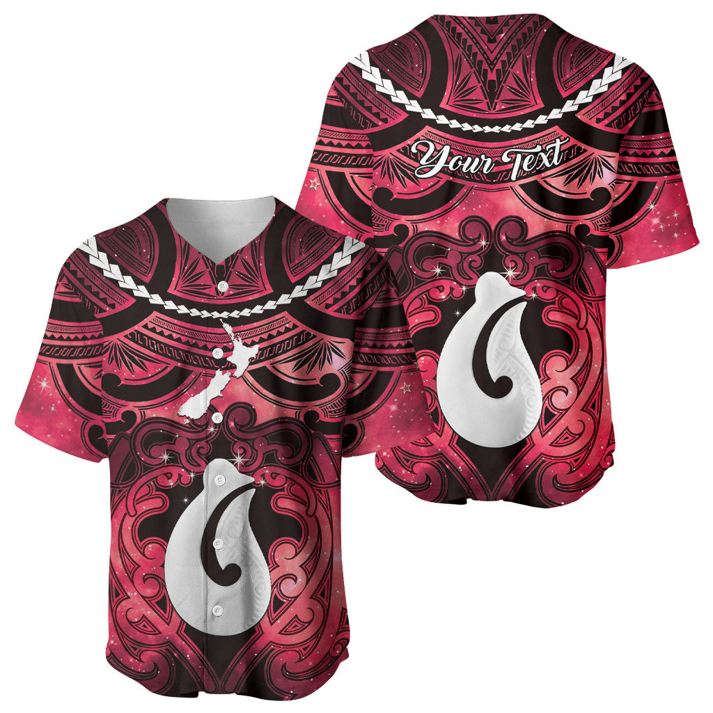 Personalised Maori Matariki Hei Matau Whero Baseball Jersey Maori Kowhaiwhai Pattern Galaxy LT01 - Polynesian Pride