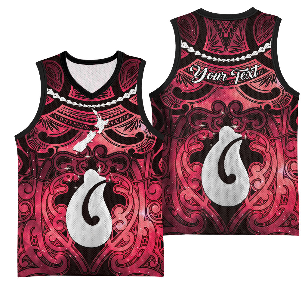 Personalised Maori Matariki Hei Matau Whero Basketball Jersey Maori Kowhaiwhai Pattern Galaxy LT01 - Polynesian Pride