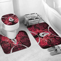 Maori Matariki Hei Matau Whero Bathroom Set Maori Kowhaiwhai Pattern Galaxy LT01 Mat Set Only (3 pcs) One Size Red - Polynesian Pride