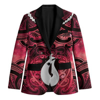 Personalised Maori Matariki Hei Matau Whero Blazer Maori Kowhaiwhai Pattern Galaxy LT01 Unisex Red - Polynesian Pride