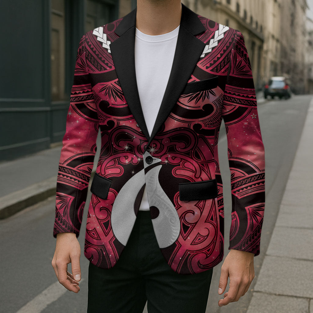 Personalised Maori Matariki Hei Matau Whero Blazer Maori Kowhaiwhai Pattern Galaxy LT01 - Polynesian Pride