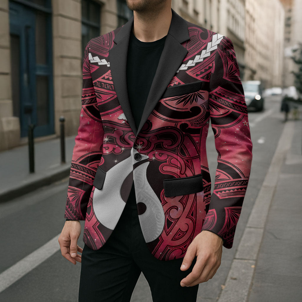 Personalised Maori Matariki Hei Matau Whero Blazer Maori Kowhaiwhai Pattern Galaxy LT01 - Polynesian Pride