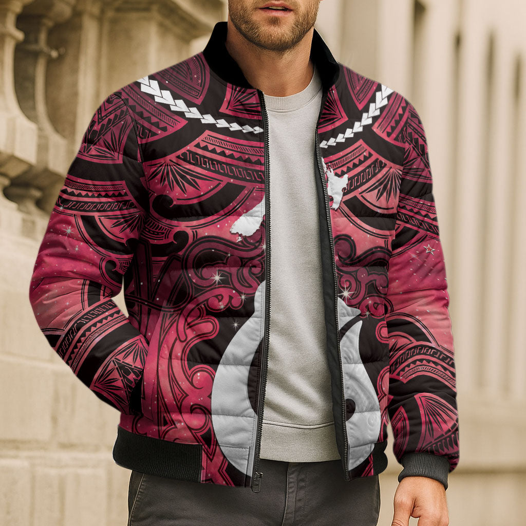 Personalised Maori Matariki Hei Matau Whero Bomber Puffer Jacket Maori Kowhaiwhai Pattern Galaxy LT01 - Polynesian Pride
