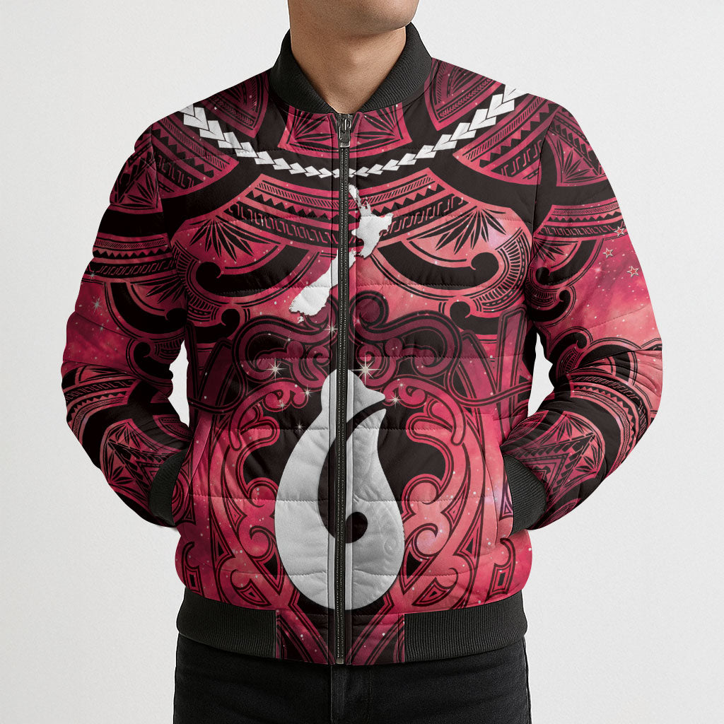 Personalised Maori Matariki Hei Matau Whero Bomber Puffer Jacket Maori Kowhaiwhai Pattern Galaxy LT01 - Polynesian Pride