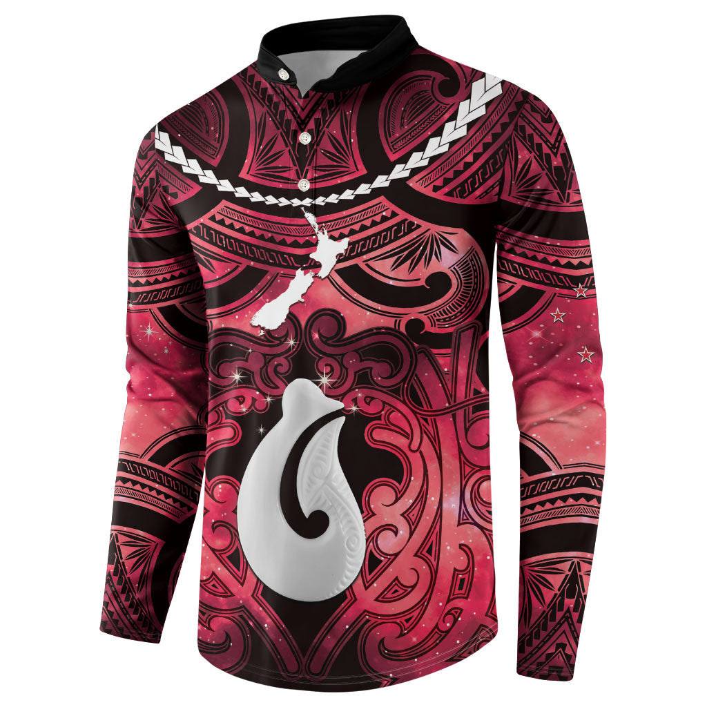 Personalised Maori Matariki Hei Matau Whero Button Sweatshirt Maori Kowhaiwhai Pattern Galaxy LT01 - Polynesian Pride
