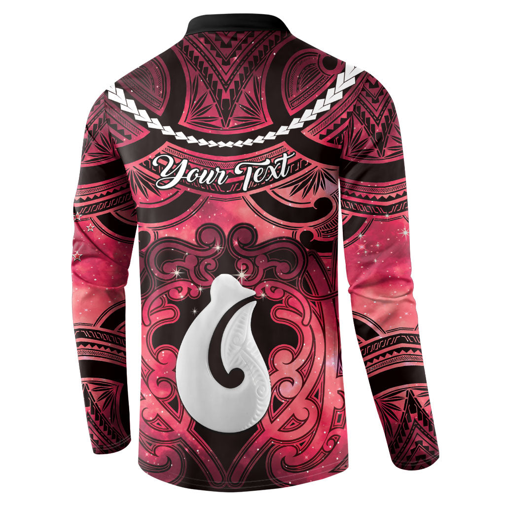 Personalised Maori Matariki Hei Matau Whero Button Sweatshirt Maori Kowhaiwhai Pattern Galaxy LT01 - Polynesian Pride