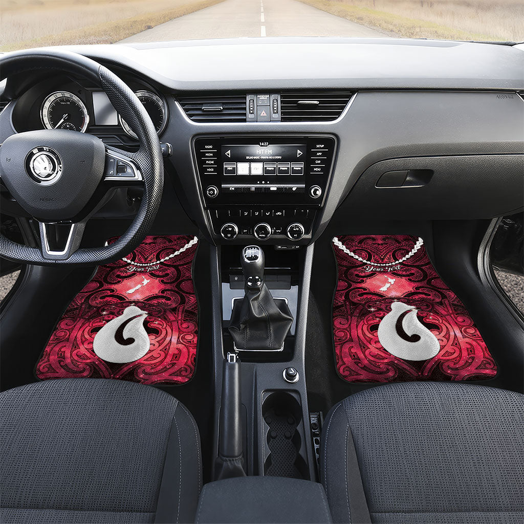 Personalised Maori Matariki Hei Matau Whero Car Mats Maori Kowhaiwhai Pattern Galaxy LT01 Set 2pcs - Front Red - Polynesian Pride