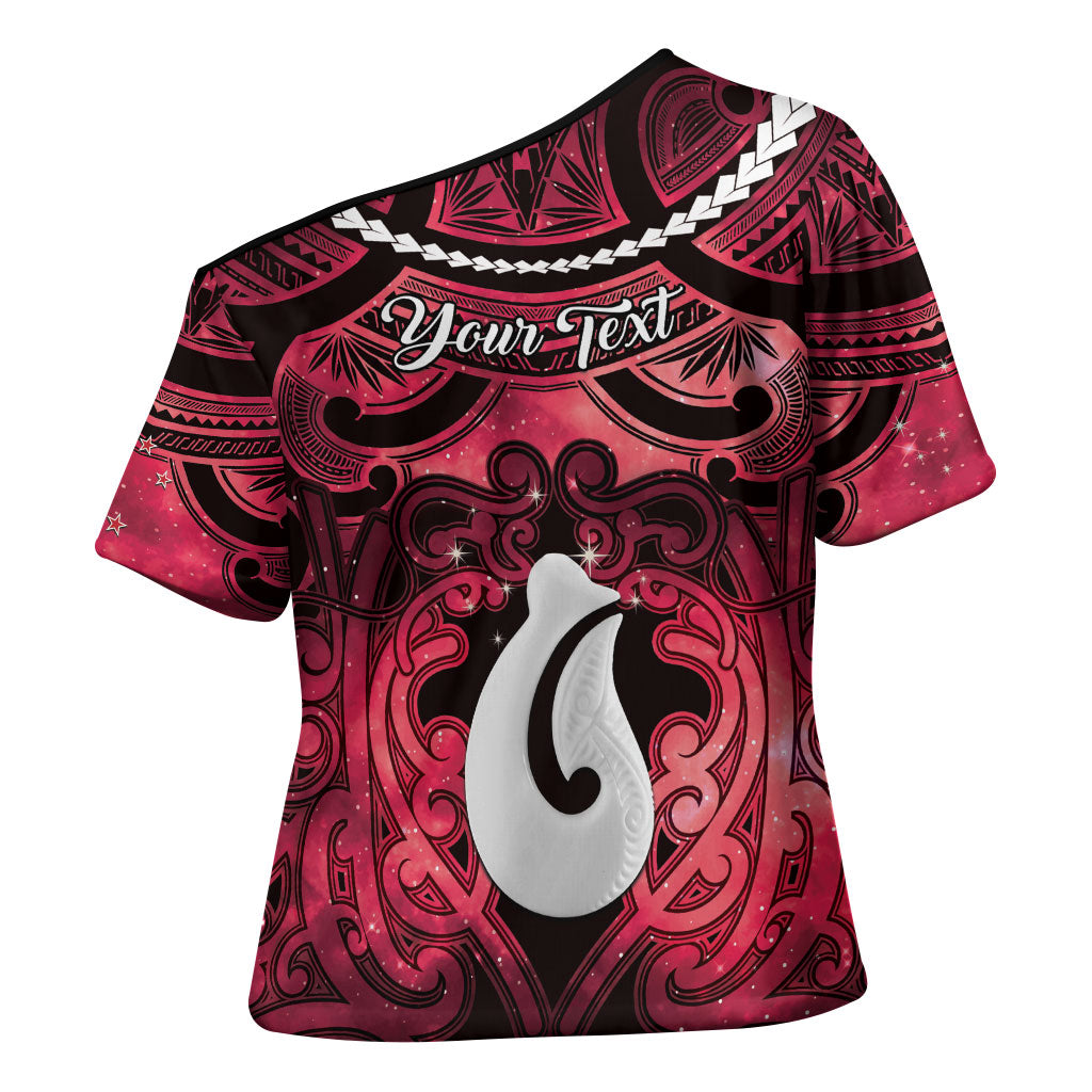 Personalised Maori Matariki Hei Matau Whero Cross Shoulder Shirt Maori Kowhaiwhai Pattern Galaxy LT01 - Polynesian Pride