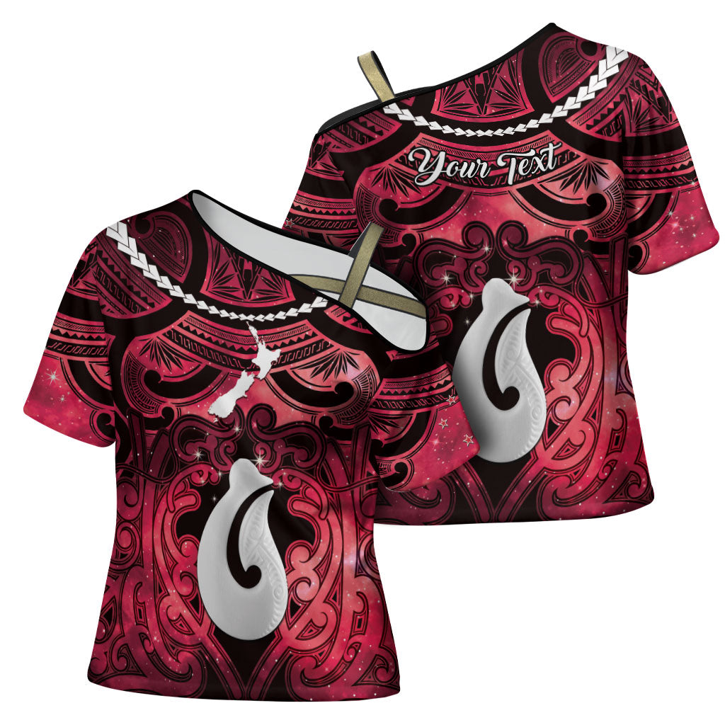 Personalised Maori Matariki Hei Matau Whero Cross Shoulder Shirt Maori Kowhaiwhai Pattern Galaxy LT01 - Polynesian Pride
