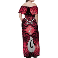 Personalised Maori Matariki Hei Matau Whero Family Matching Off Shoulder Maxi Dress and Hawaiian Shirt Maori Kowhaiwhai Pattern Galaxy