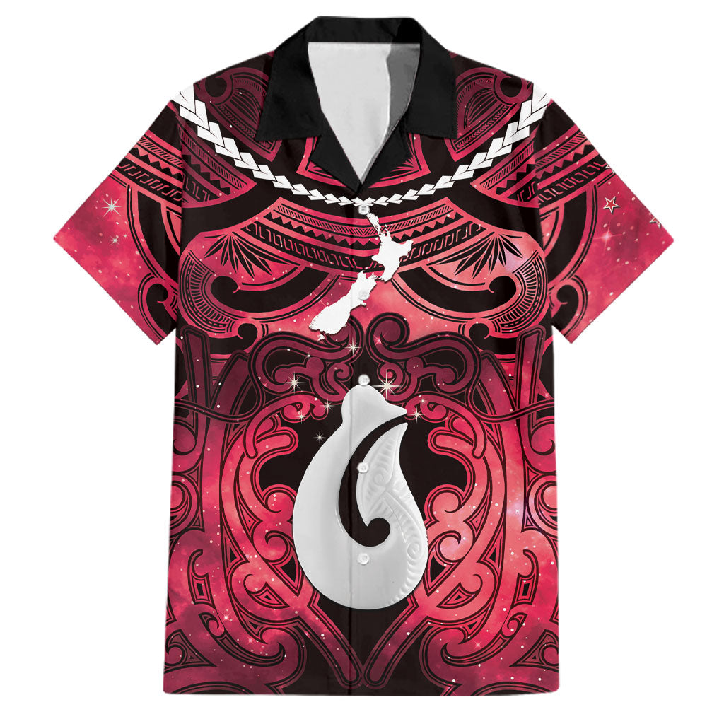 Personalised Maori Matariki Hei Matau Whero Family Matching Short Sleeve Bodycon Dress and Hawaiian Shirt Maori Kowhaiwhai Pattern Galaxy
