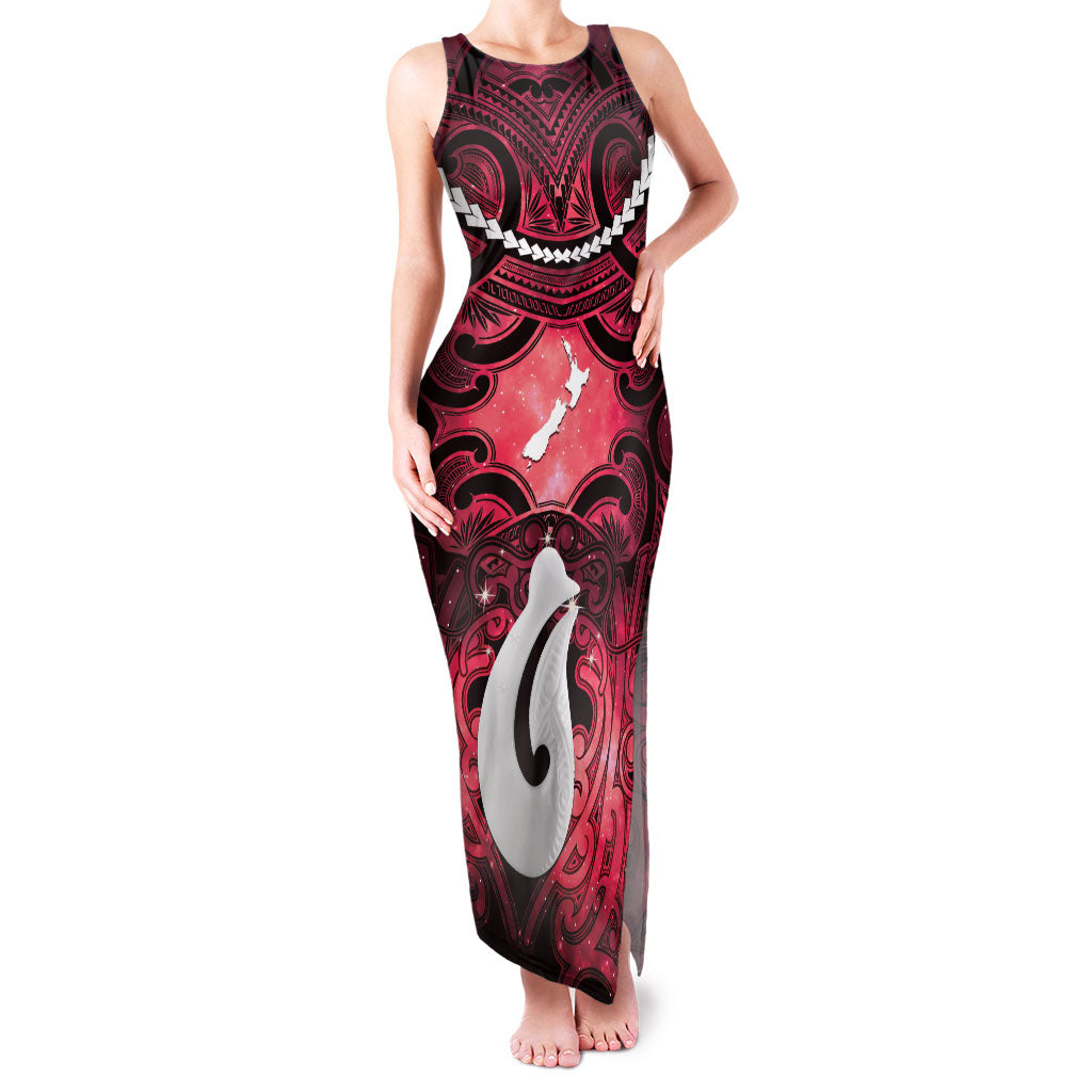 Personalised Maori Matariki Hei Matau Whero Family Matching Tank Maxi Dress and Hawaiian Shirt Maori Kowhaiwhai Pattern Galaxy