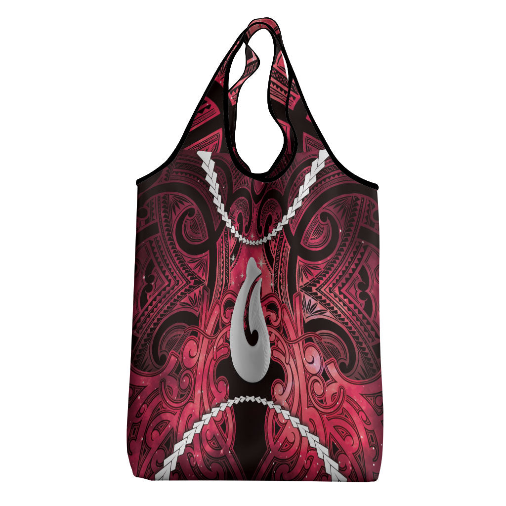 Maori Matariki Hei Matau Whero Grocery Bag Maori Kowhaiwhai Pattern Galaxy LT01 - Polynesian Pride