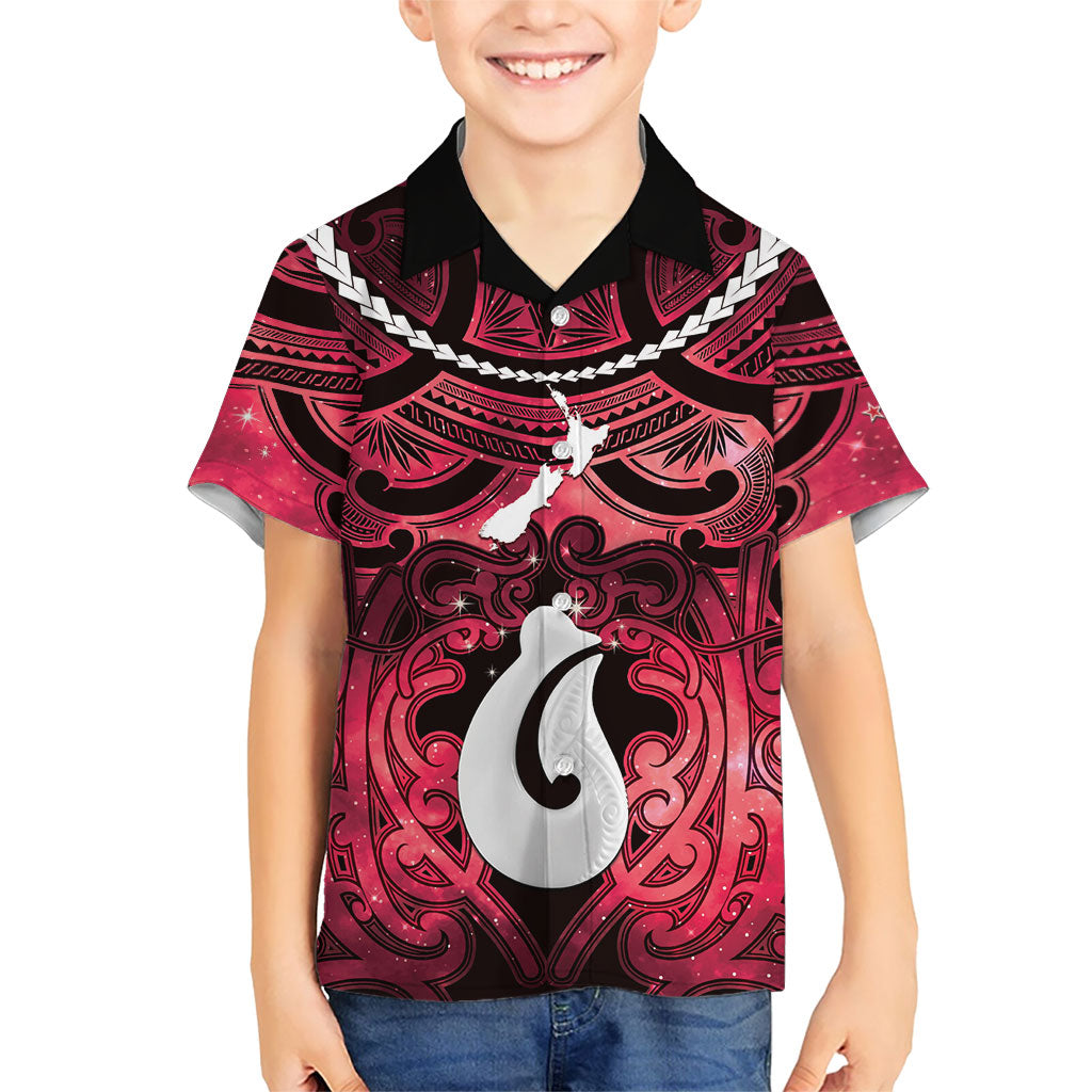 Personalised Maori Matariki Hei Matau Whero Hawaiian Shirt Maori Kowhaiwhai Pattern Galaxy LT01 - Polynesian Pride
