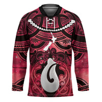 Personalised Maori Matariki Hei Matau Whero Hockey Jersey Maori Kowhaiwhai Pattern Galaxy LT01 Unisex Red - Polynesian Pride