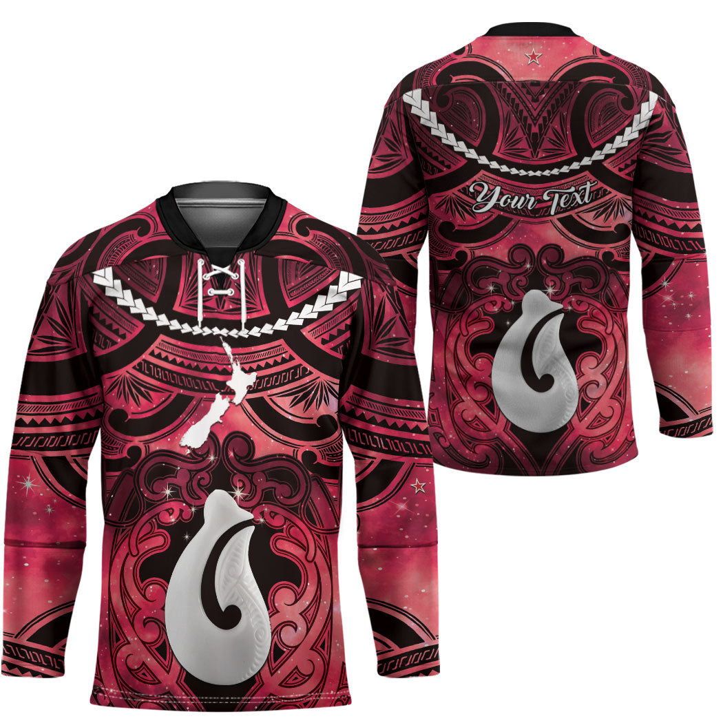 Personalised Maori Matariki Hei Matau Whero Hockey Jersey Maori Kowhaiwhai Pattern Galaxy LT01 - Polynesian Pride