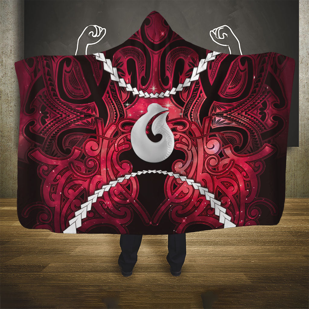 Maori Matariki Hei Matau Whero Hooded Blanket Maori Kowhaiwhai Pattern Galaxy LT01 - Polynesian Pride