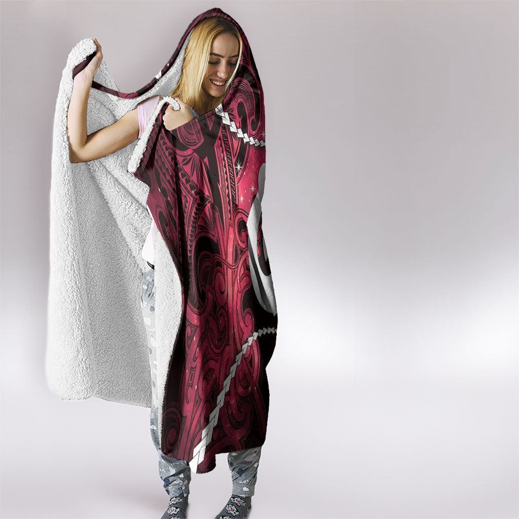 Maori Matariki Hei Matau Whero Hooded Blanket Maori Kowhaiwhai Pattern Galaxy LT01 - Polynesian Pride