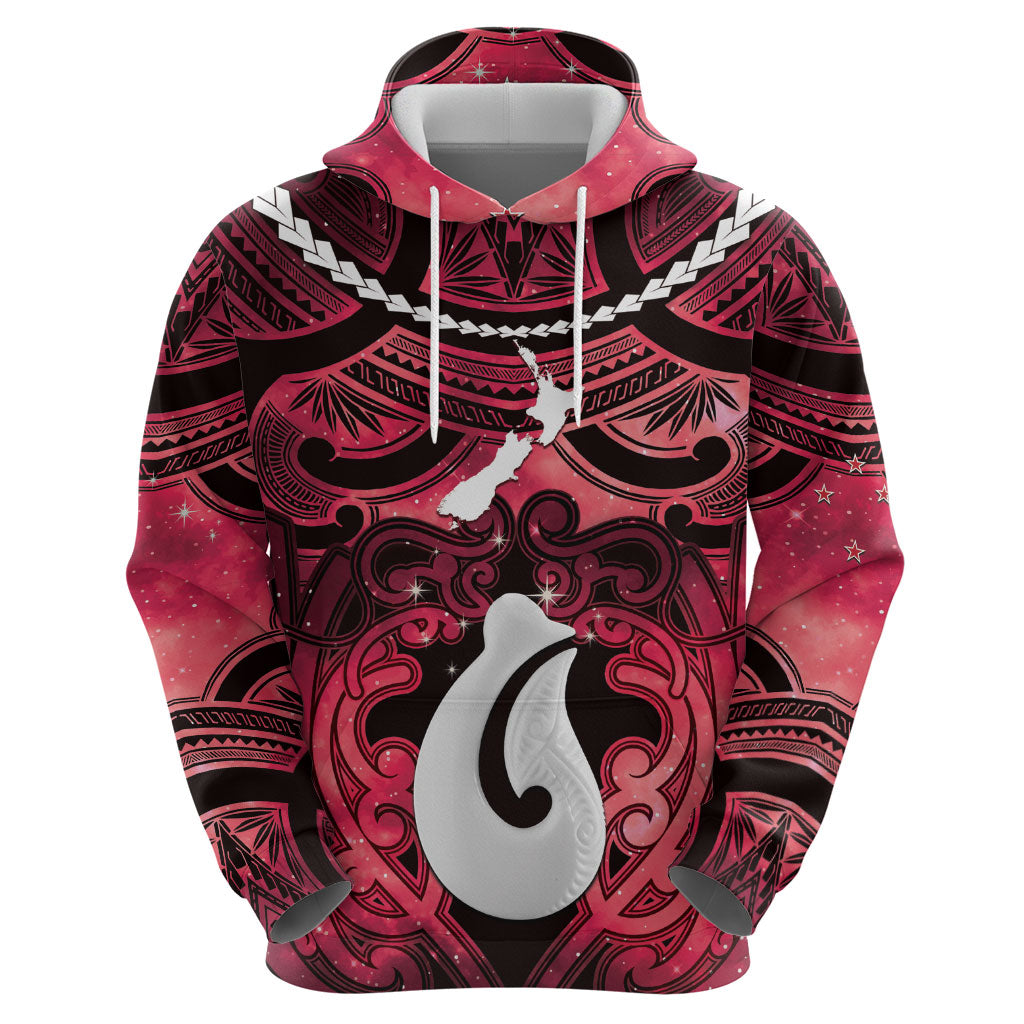 Personalised Maori Matariki Hei Matau Whero Hoodie Maori Kowhaiwhai Pattern Galaxy LT01 - Polynesian Pride
