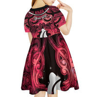 Personalised Maori Matariki Hei Matau Whero Kid Short Sleeve Dress Maori Kowhaiwhai Pattern Galaxy LT01 - Polynesian Pride