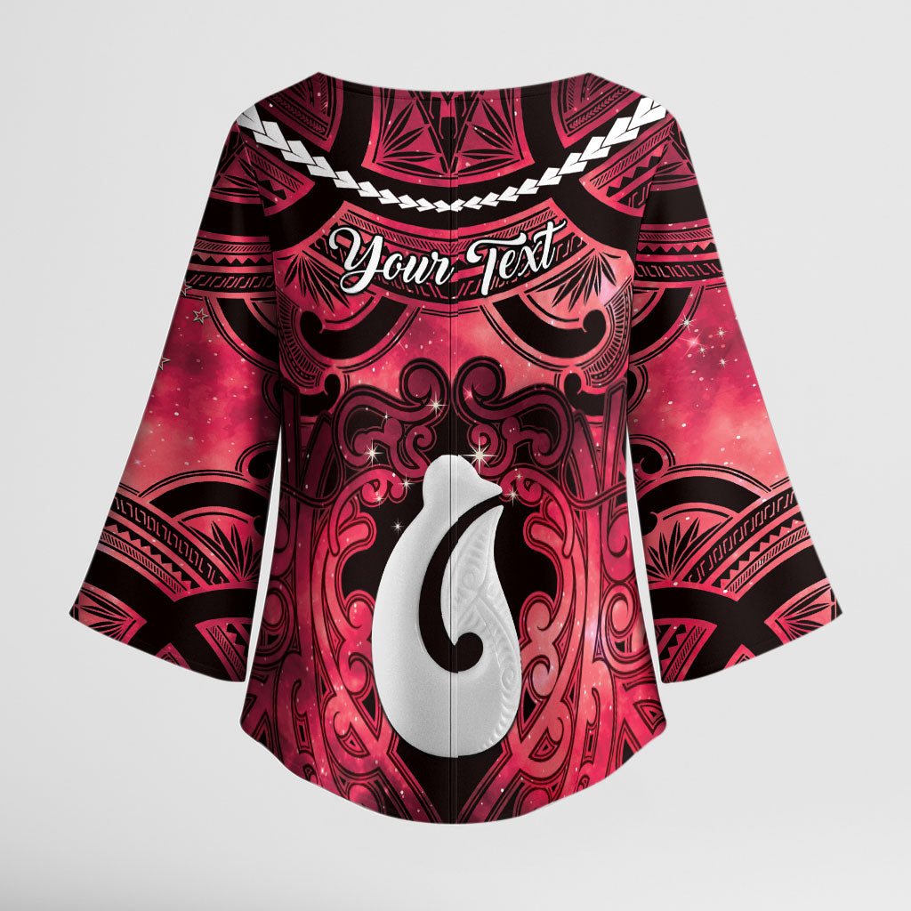 Personalised Maori Matariki Hei Matau Whero Kimono Sleeve Blouse Maori Kowhaiwhai Pattern Galaxy LT01 - Polynesian Pride