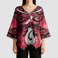 Personalised Maori Matariki Hei Matau Whero Kimono Sleeve Blouse Maori Kowhaiwhai Pattern Galaxy LT01 - Polynesian Pride