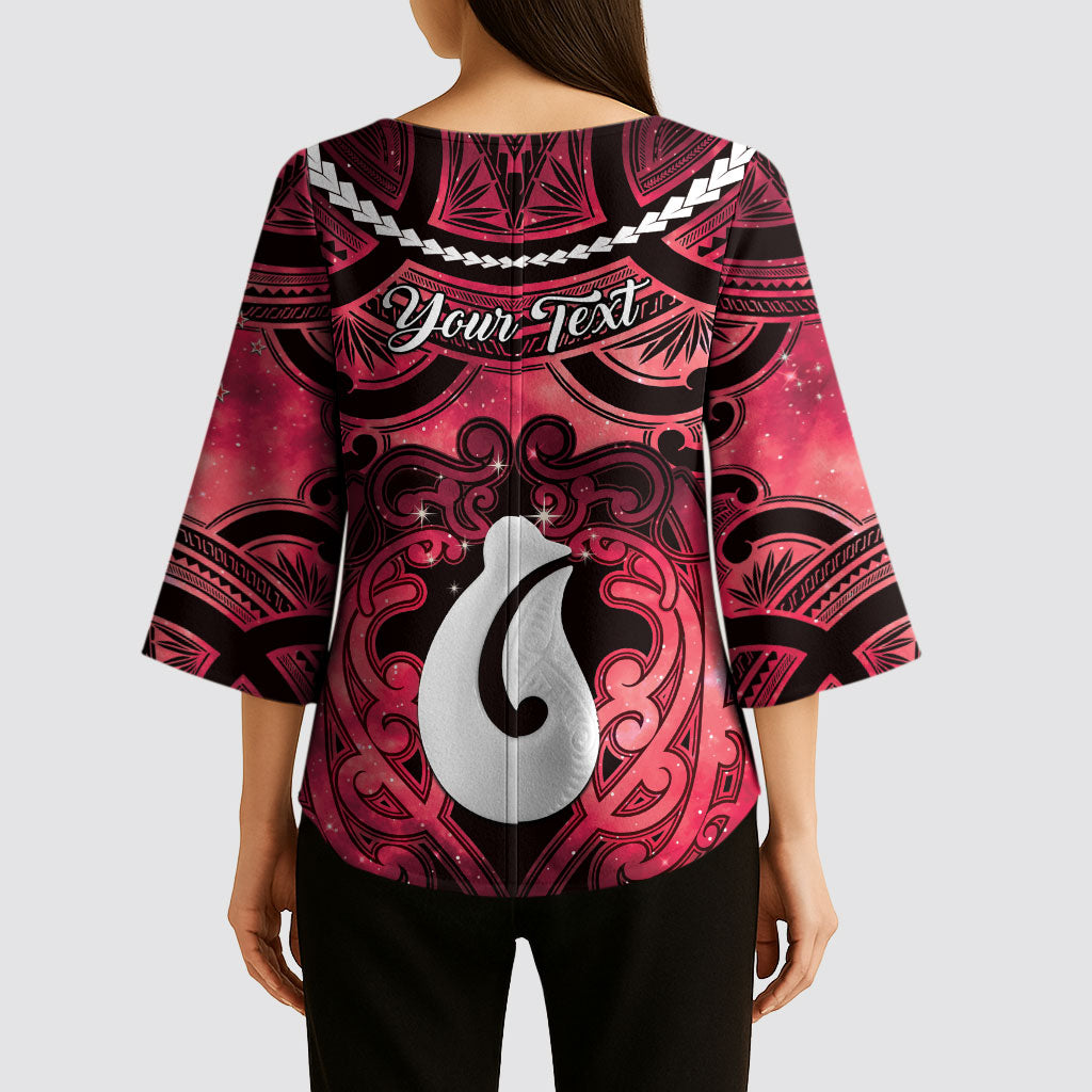 Personalised Maori Matariki Hei Matau Whero Kimono Sleeve Blouse Maori Kowhaiwhai Pattern Galaxy LT01 - Polynesian Pride