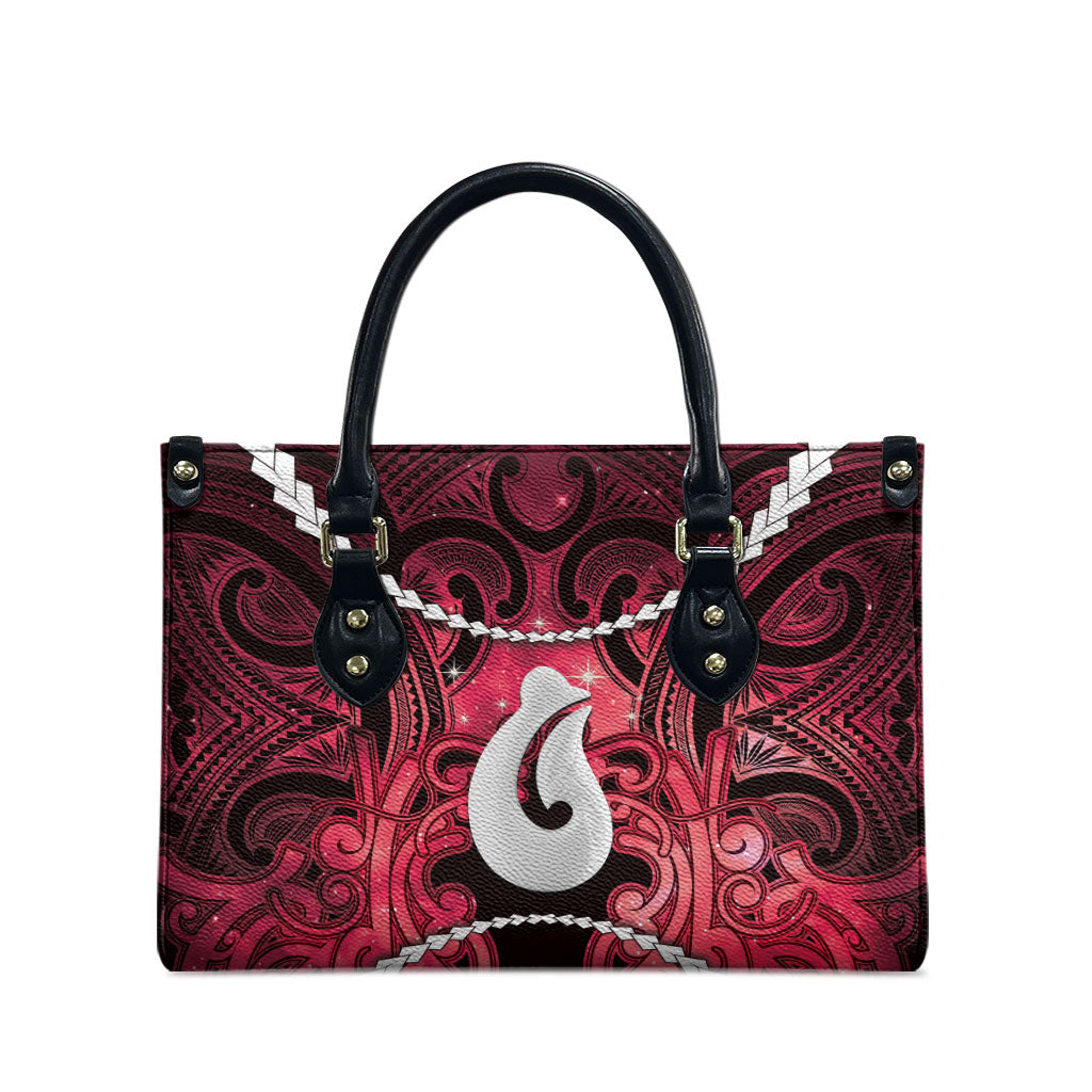 Maori Matariki Hei Matau Whero Leather Bag Maori Kowhaiwhai Pattern Galaxy LT01 - Polynesian Pride