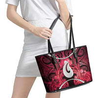Maori Matariki Hei Matau Whero Leather Tote Bag Maori Kowhaiwhai Pattern Galaxy LT01 - Polynesian Pride
