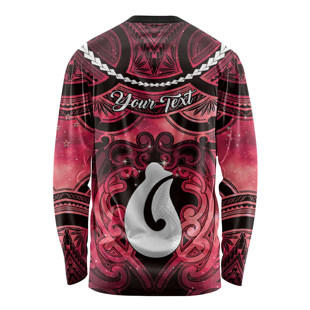 Personalised Maori Matariki Hei Matau Whero Long Sleeve Shirt Maori Kowhaiwhai Pattern Galaxy