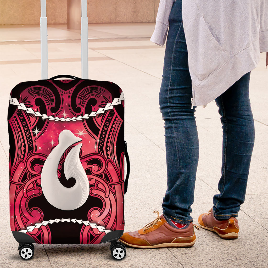 Maori Matariki Hei Matau Whero Luggage Cover Maori Kowhaiwhai Pattern Galaxy LT01 Red - Polynesian Pride
