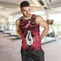 Personalised Maori Matariki Hei Matau Whero Men Tank Top Maori Kowhaiwhai Pattern Galaxy LT01 Red - Polynesian Pride