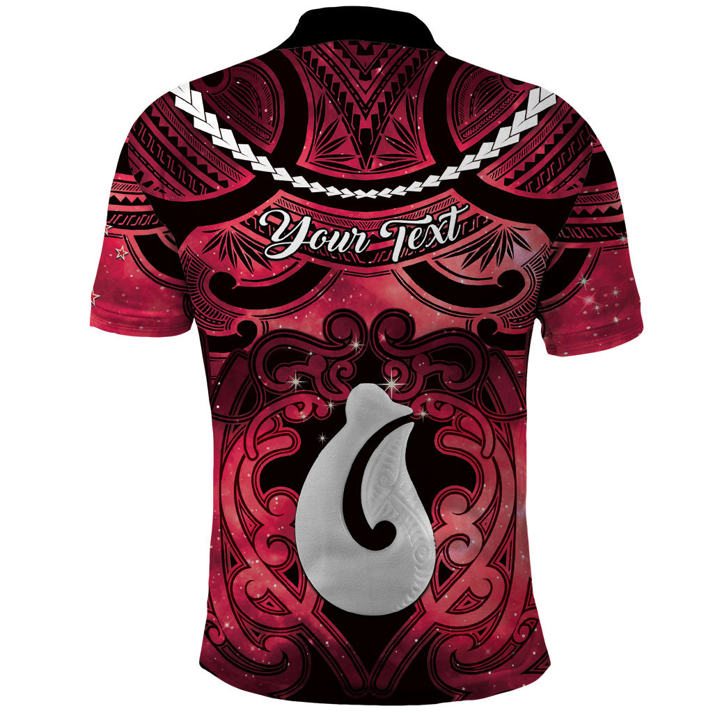 Personalised Maori Matariki Hei Matau Whero Polo Shirt Maori Kowhaiwhai Pattern Galaxy LT01 - Polynesian Pride