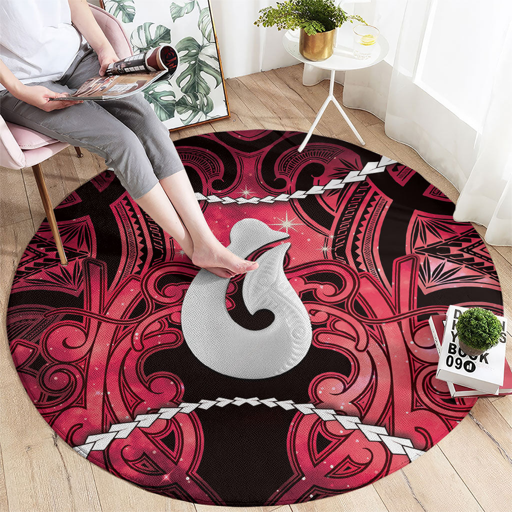 Maori Matariki Hei Matau Whero Round Carpet Maori Kowhaiwhai Pattern Galaxy