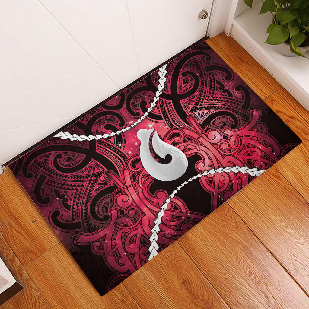 Maori Matariki Hei Matau Whero Rubber Doormat Maori Kowhaiwhai Pattern Galaxy LT01 - Polynesian Pride