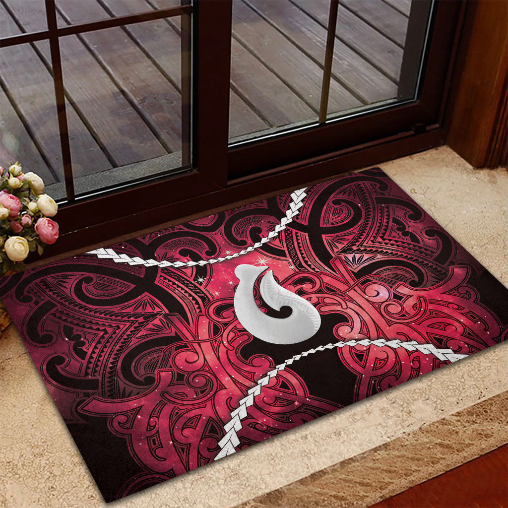 Maori Matariki Hei Matau Whero Rubber Doormat Maori Kowhaiwhai Pattern Galaxy LT01 - Polynesian Pride