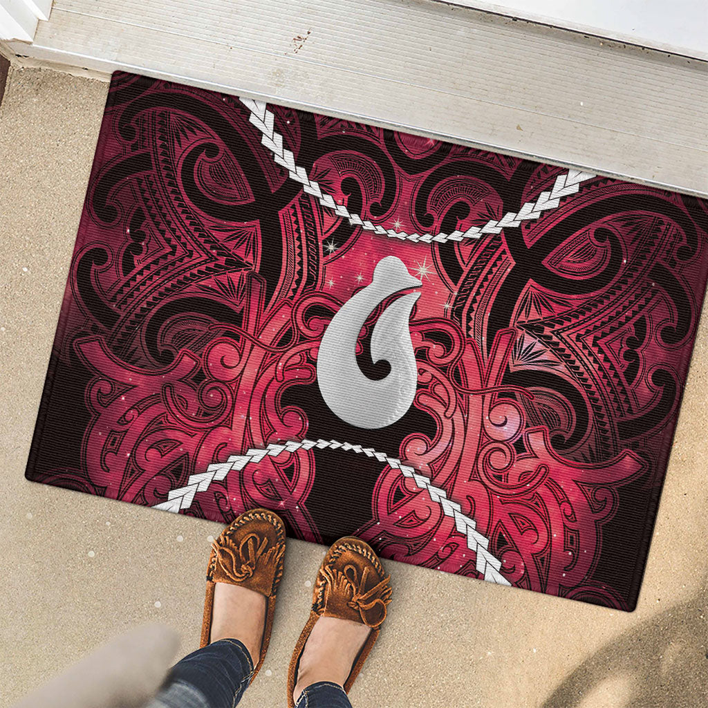 Maori Matariki Hei Matau Whero Rubber Doormat Maori Kowhaiwhai Pattern Galaxy LT01 - Polynesian Pride