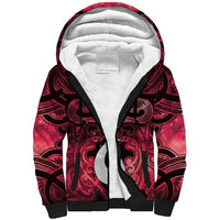 Personalised Maori Matariki Hei Matau Whero Sherpa Hoodie Maori Kowhaiwhai Pattern Galaxy LT01 Unisex Red - Polynesian Pride