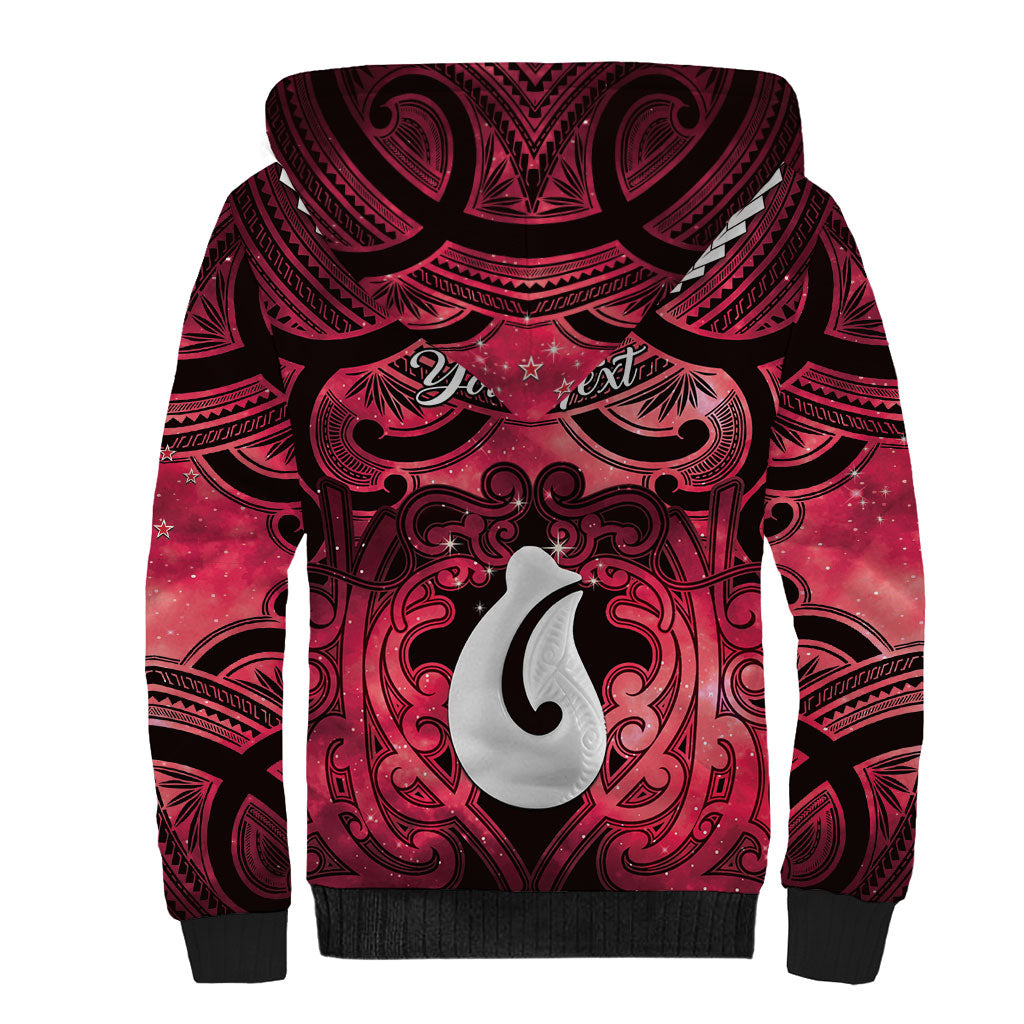 Personalised Maori Matariki Hei Matau Whero Sherpa Hoodie Maori Kowhaiwhai Pattern Galaxy LT01 - Polynesian Pride