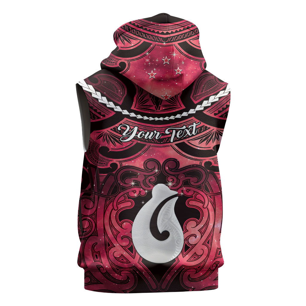 Personalised Maori Matariki Hei Matau Whero Sleeveless Hoodie Maori Kowhaiwhai Pattern Galaxy