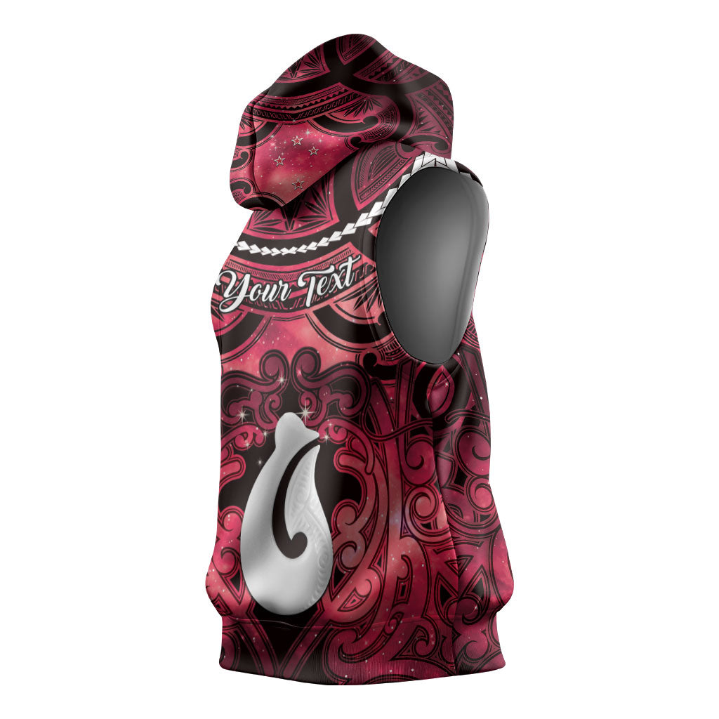 Personalised Maori Matariki Hei Matau Whero Sleeveless Hoodie Maori Kowhaiwhai Pattern Galaxy