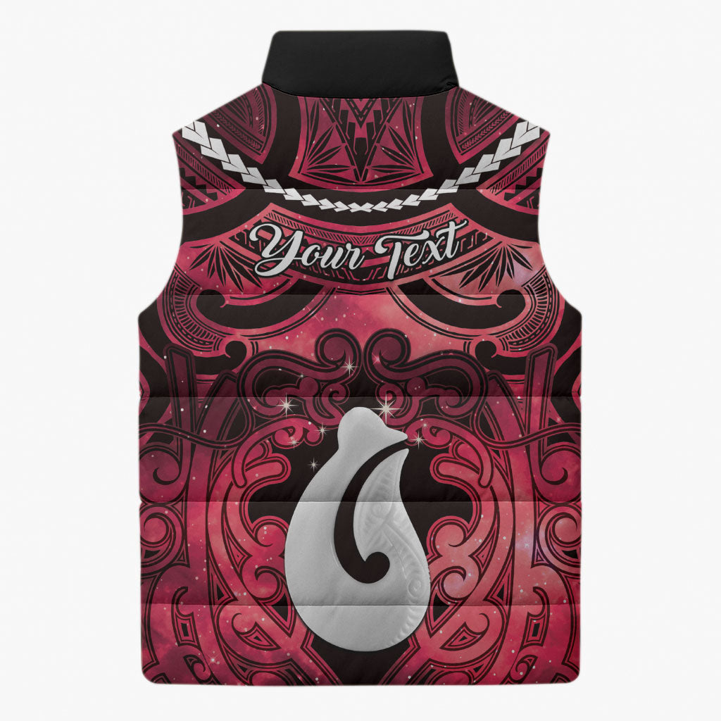 Personalised Maori Matariki Hei Matau Whero Sleeveless Puffer Jacket Maori Kowhaiwhai Pattern Galaxy LT01 - Polynesian Pride