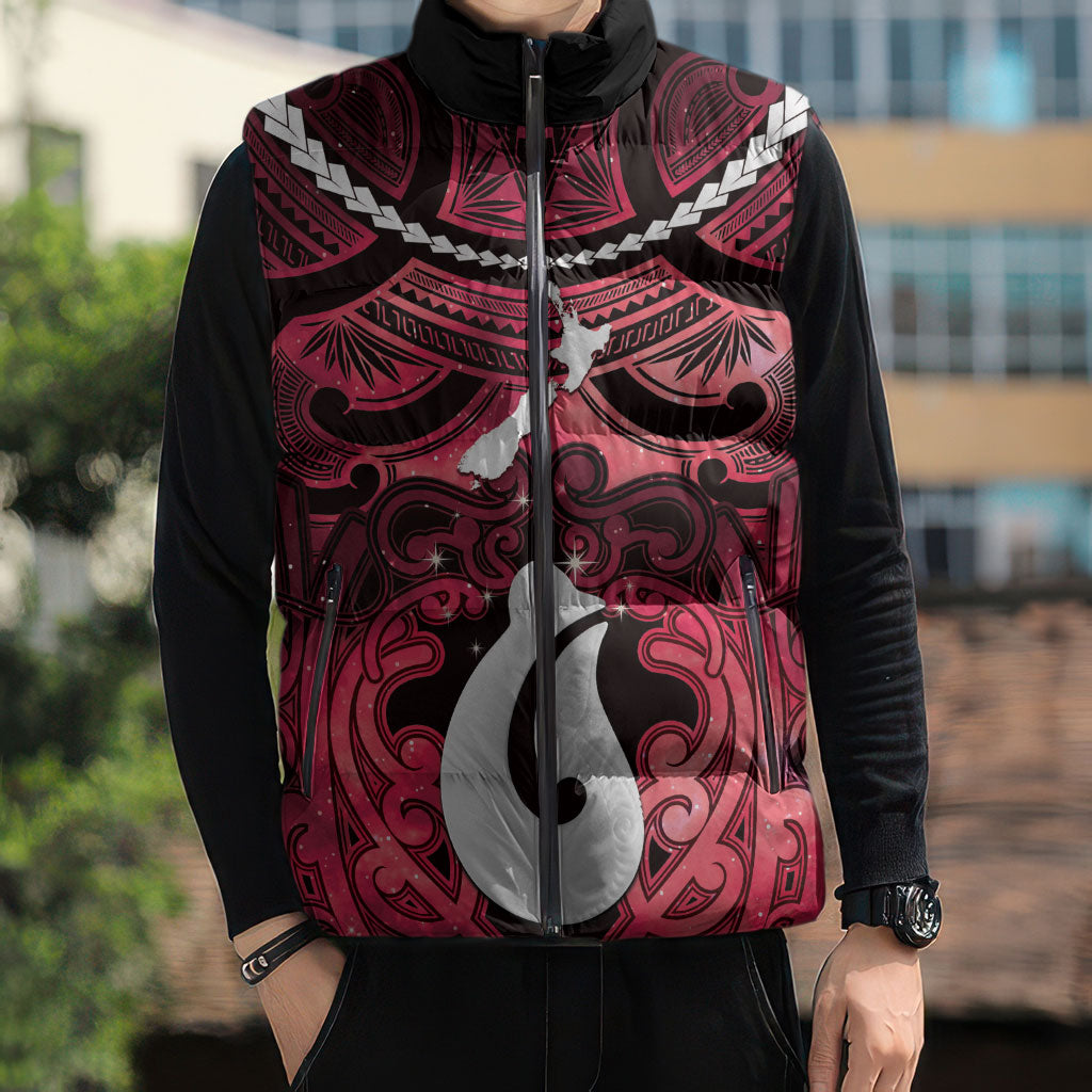 Personalised Maori Matariki Hei Matau Whero Sleeveless Puffer Jacket Maori Kowhaiwhai Pattern Galaxy LT01 - Polynesian Pride
