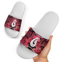 Maori Matariki Hei Matau Whero Slide Sandals Maori Kowhaiwhai Pattern Galaxy