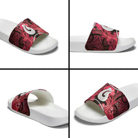 Maori Matariki Hei Matau Whero Slide Sandals Maori Kowhaiwhai Pattern Galaxy