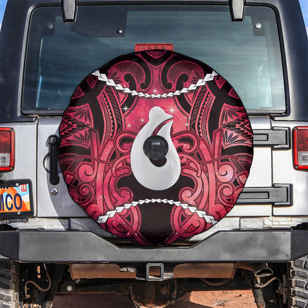 Maori Matariki Hei Matau Whero Spare Tire Cover Maori Kowhaiwhai Pattern Galaxy LT01 Red - Polynesian Pride