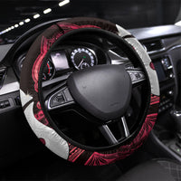 Maori Matariki Hei Matau Whero Steering Wheel Cover Maori Kowhaiwhai Pattern Galaxy LT01 Universal Fit Red - Polynesian Pride