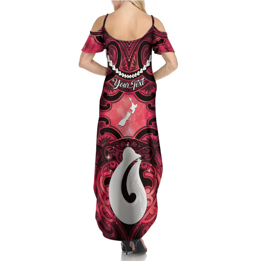 Personalised Maori Matariki Hei Matau Whero Summer Maxi Dress Maori Kowhaiwhai Pattern Galaxy LT01 - Polynesian Pride